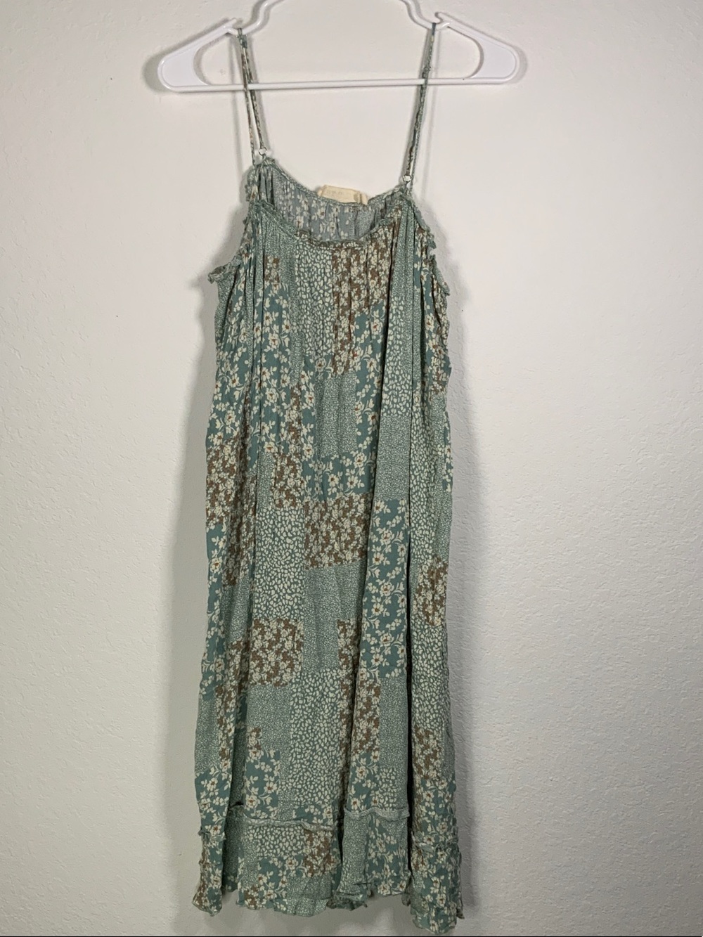 Millibon Sage Green Patchwork Floral Midi Dress